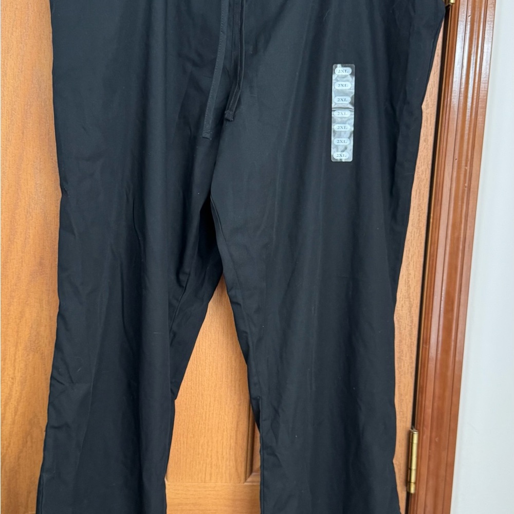 Cherokee Workwear Black Drawstring Pants Nurse Scrubs food service size 2X-LARGE